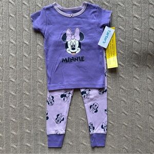 NWT Carter's Baby Girl 2pc Pajamas, Purple Sparkle Minnie Mouse, 12 Months